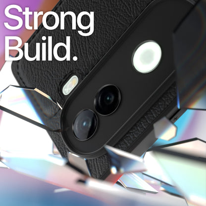 Pikkme Vivo V40e / iQOO Z9s 5G Leather Back Case | Black