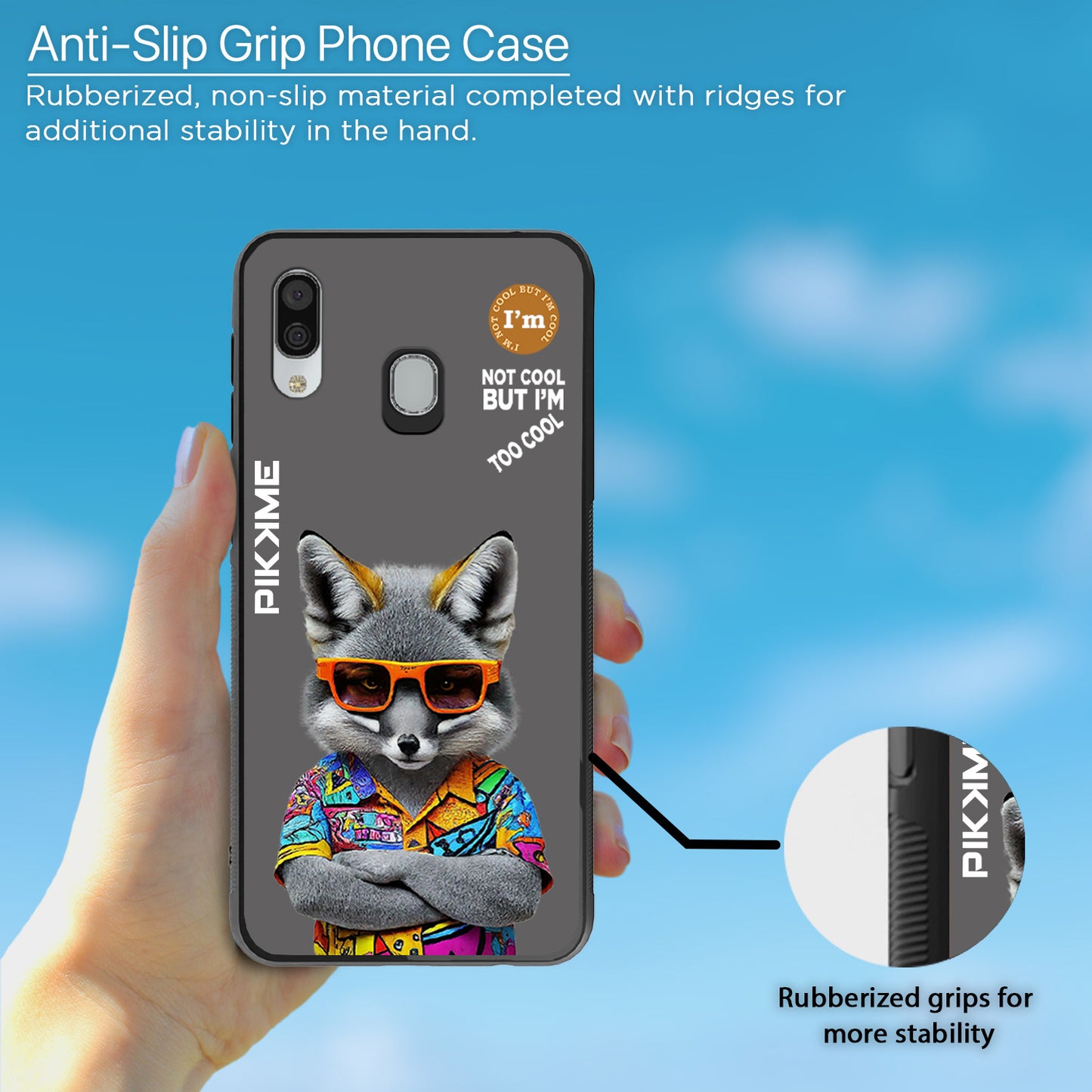 Pikkme Back Cover Pc Tpu + Printed Cool Funky Stylish Grey Wolf Swag Raised Edges Camera Protection |Bumper Case For Samsung Galaxy A30 (Design 01)