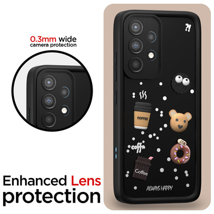 Pikkme Samsung Galaxy A52 / A52s 5G Cute Fun Cartoon 3D Bear Coffee Back Cover (Black)