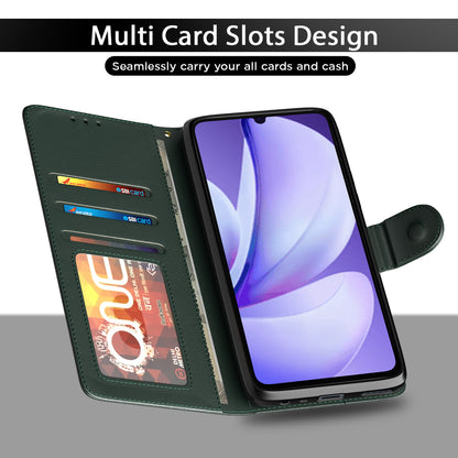 Pikkme Realme C71 5G Premium Leather Finish Vintage Flip Cover (Green)