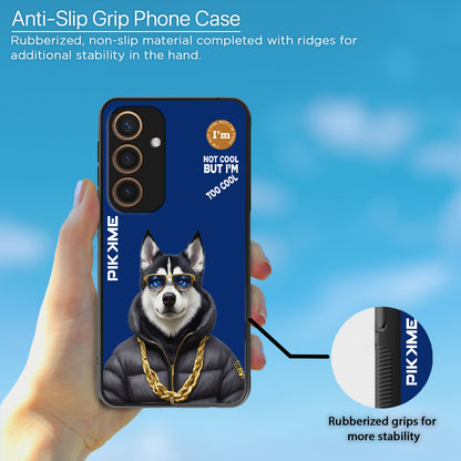 Pikkme Back Cover Pc Tpu + Printed Cool Funky Stylish Blue Dog Swag Raised Edges Camera Protection |Bumper Case For Samsung Galaxy S24 5G (Design 08)