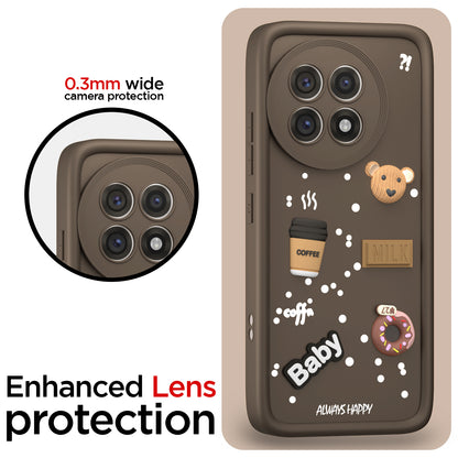 Pikkme OnePlus 13R 5G Cute Fun Cartoon 3D Bear Coffee Back Cover (Brown)