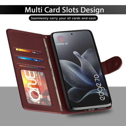 Pikkme Motorola Moto Edge 70 5G Premium Leather Finish Vintage Flip Cover (Brown)