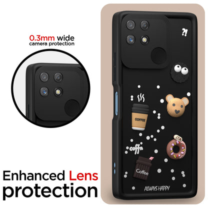 Pikkme Realme Narzo 50A Cute Fun Cartoon 3D Bear Coffee Back Cover (Black)