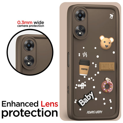Pikkme Oppo A78 5G Cute Fun Cartoon 3D Bear Coffee Back Cover (Brown)