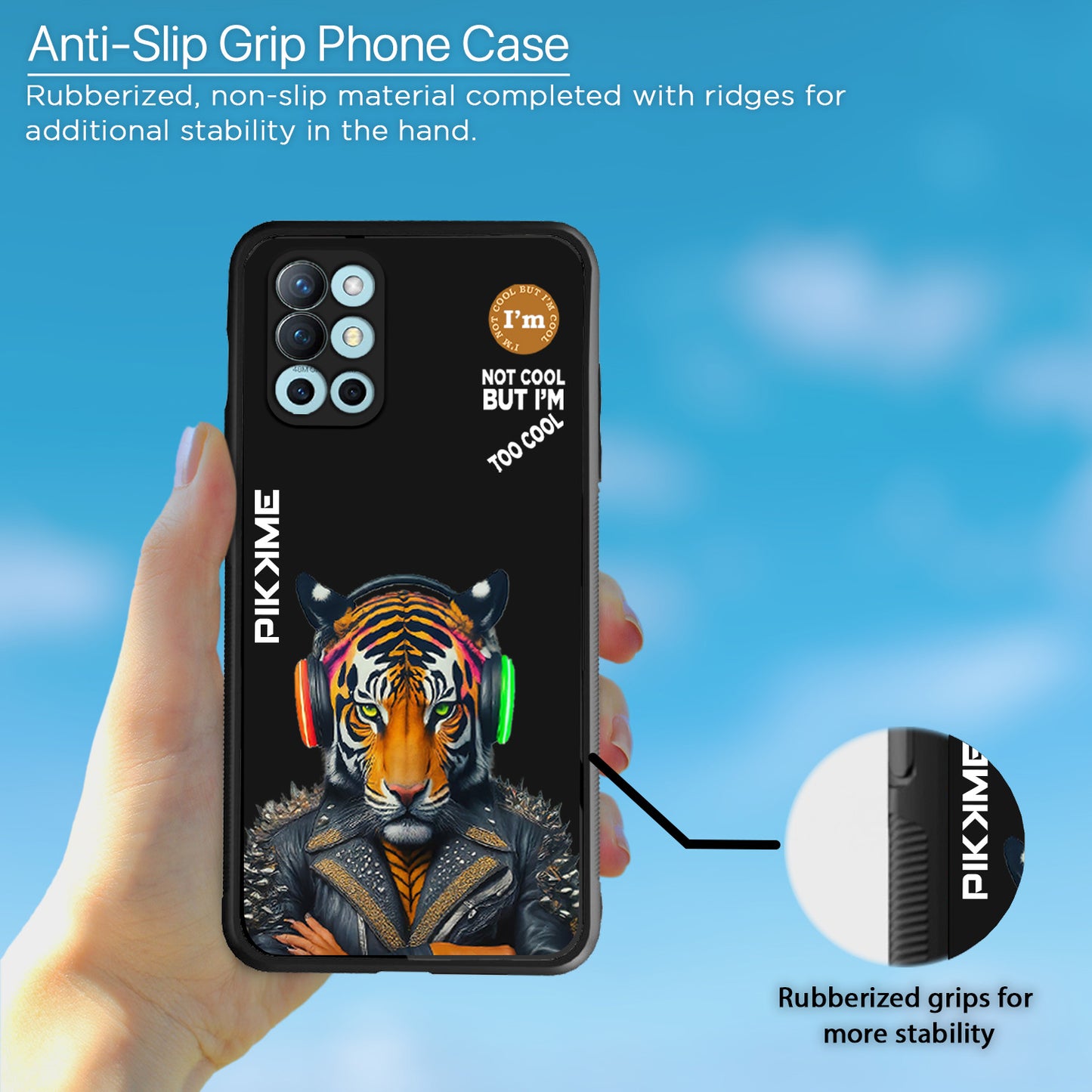 Pikkme Back Cover Pc Tpu + Printed Cool Funky Stylish Black Tiger Swag Raised Edges Camera Protection |Bumper Case For OnePlus 8T (Design 06)