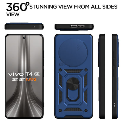 Pikkme Vivo T4 5G / iQoo Z10 5G D10 Tough Armor Back Cover (Blue)