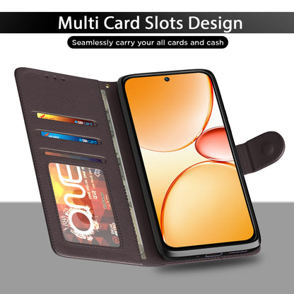 Pikkme Realme C85 5G Premium Leather Finish Vintage Flip Cover (Coffee)