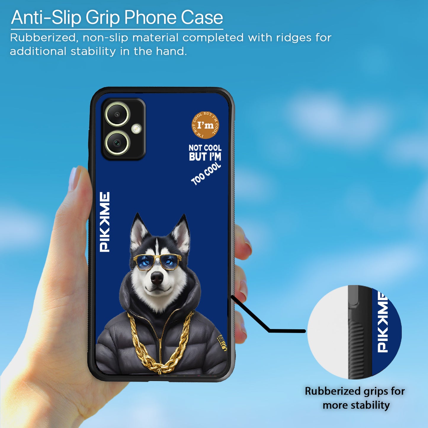 Pikkme Back Cover Pc Tpu + Printed Cool Funky Stylish Blue Dog Swag Raised Edges Camera Protection |Bumper Case For Samsung Galaxy A05 (Design 08)