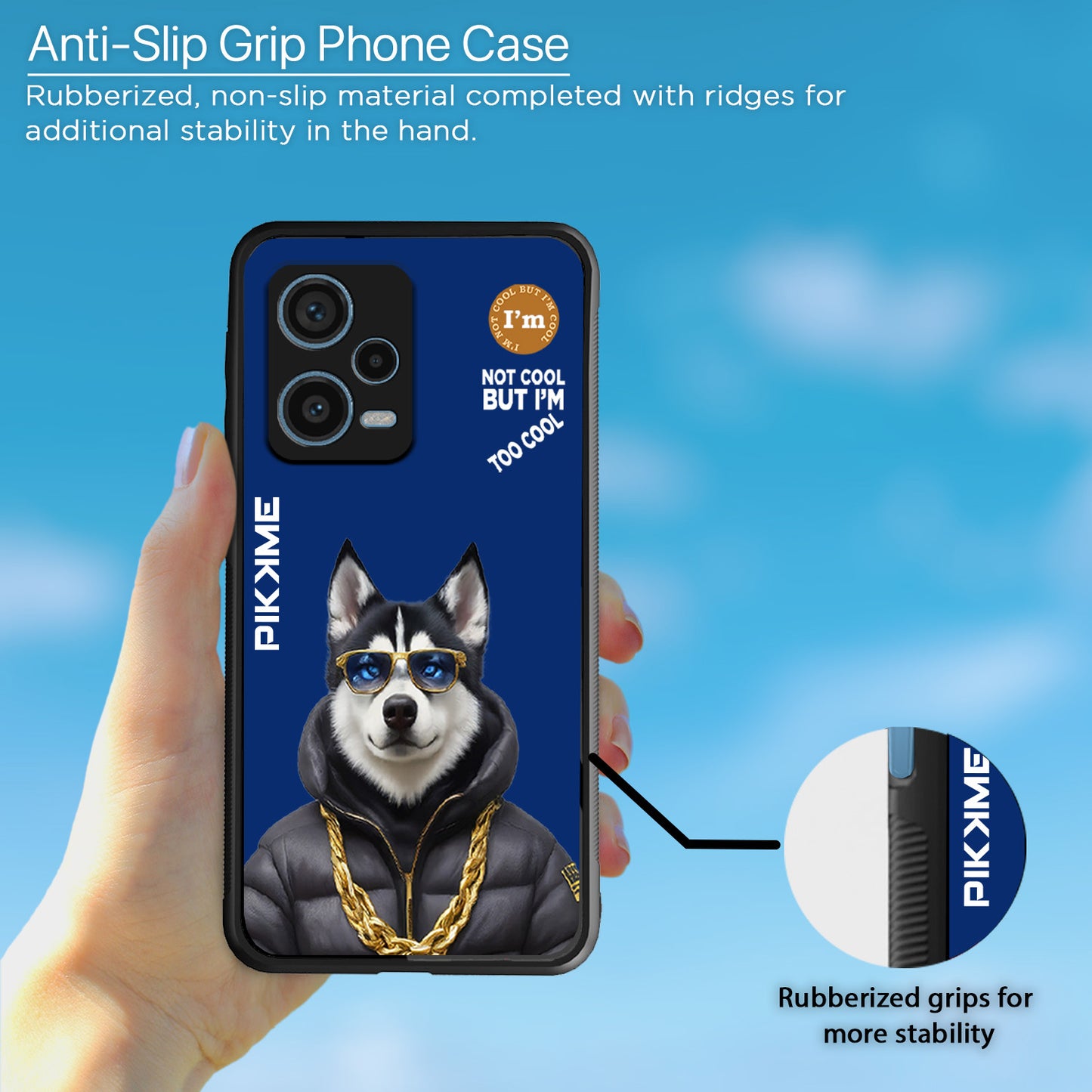 Pikkme Back Cover Pc Tpu + Printed Cool Funky Stylish Blue Dog Swag Raised Edges Camera Protection |Bumper Case For Redmi Note 12 Pro Plus (Design 08)