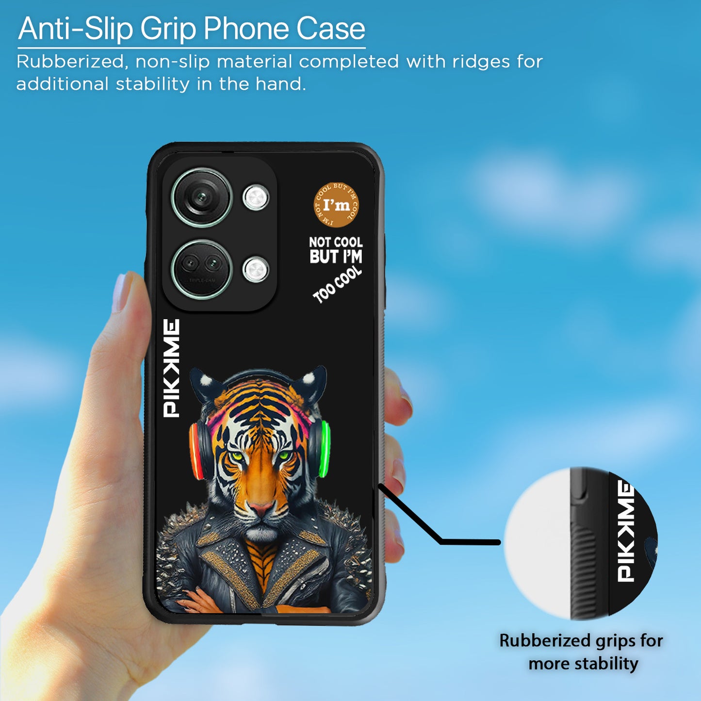 Pikkme Back Cover Pc Tpu + Printed Cool Funky Stylish Black Tiger Swag Raised Edges Camera Protection |Bumper Case For OnePlus Nord 3 5G (Design 06)