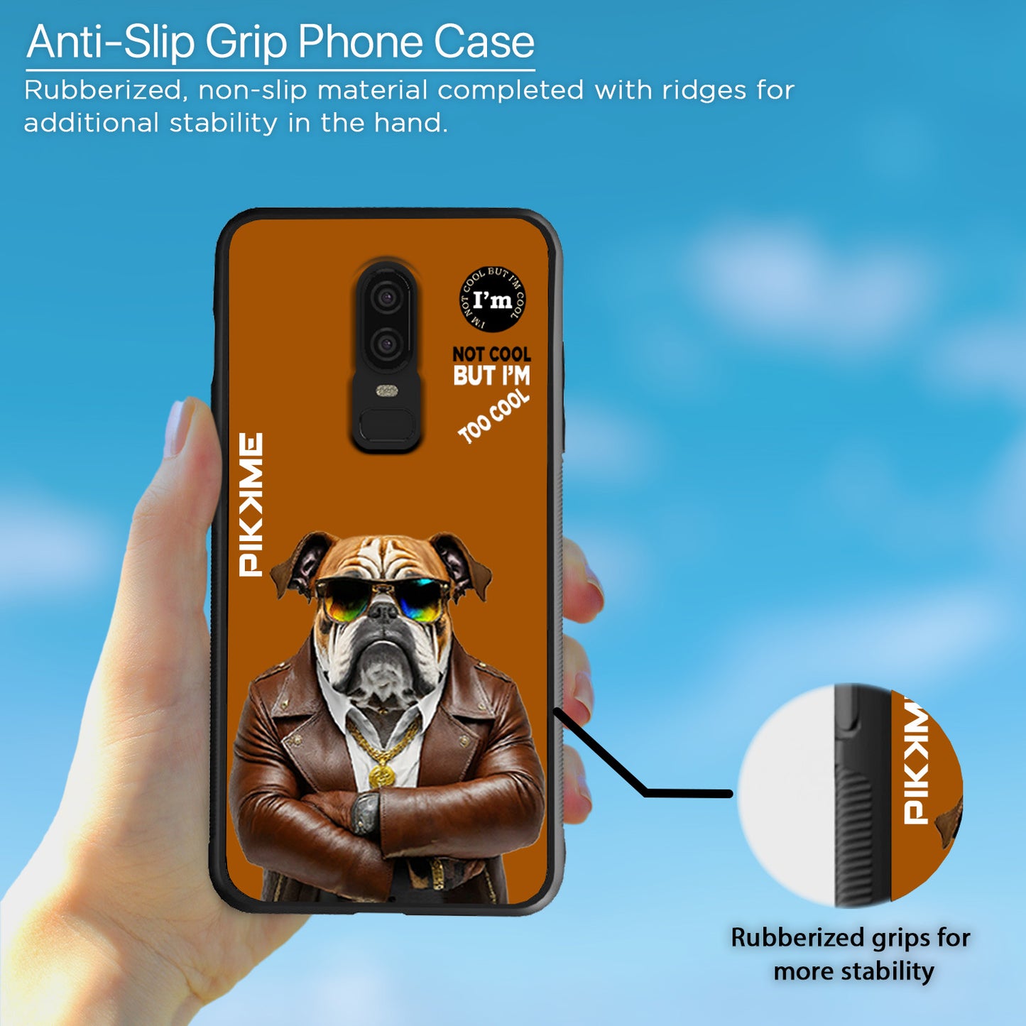 Pikkme Back Cover Pc Tpu + Printed Cool Funky Stylish Brown Dog Swag Raised Edges Camera Protection |Bumper Case For OnePlus 6 (Design 10)