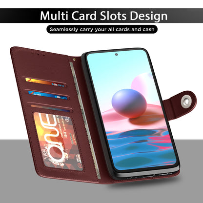 Pikkme Redmi Note 10 / Note 10s Button Flip Cover (Brown)