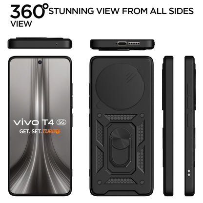 Pikkme Vivo T4 5G / iQoo Z10 5G D10 Tough Armor Back Cover (Black)