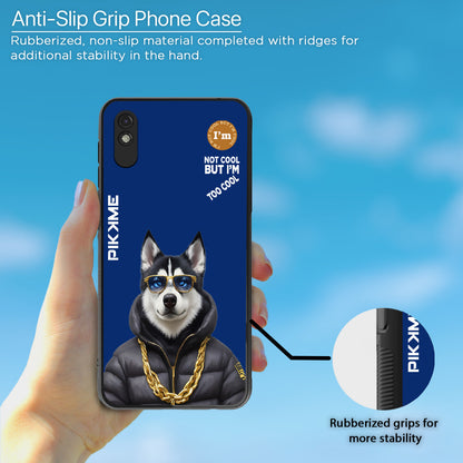 Pikkme Back Cover Pc Tpu + Printed Cool Funky Stylish Blue Dog Swag Raised Edges Camera Protection |Bumper Case For Redmi 9A (Design 08)