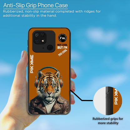 Pikkme Back Cover Pc Tpu + Printed Cool Funky Stylish Brown Tiger Swag Raised Edges Camera Protection |Bumper Case For Redmi 10 (Design 09)