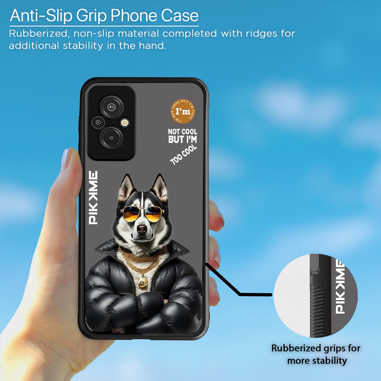 Pikkme Back Cover Pc Tpu + Printed Cool Funky Stylish Grey Dog Swag Raised Edges Camera Protection |Bumper Case For Redmi 11 Prime (Design 02)