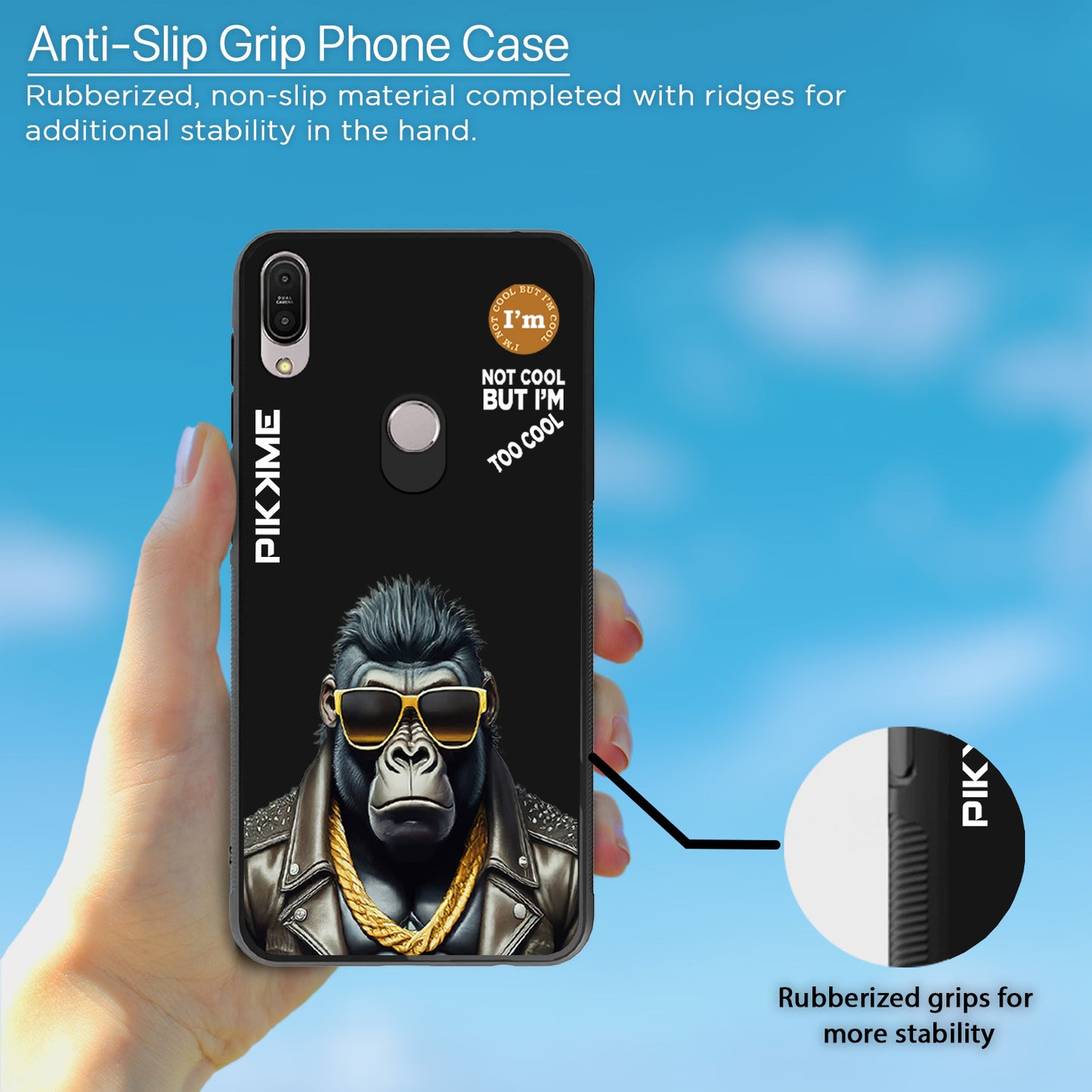 Pikkme Back Cover Pc Tpu + Printed Cool Funky Stylish Black Gorilla Swag Raised Edges Camera Protection |Bumper Case For Asus Max Pro M1 (Design 07)