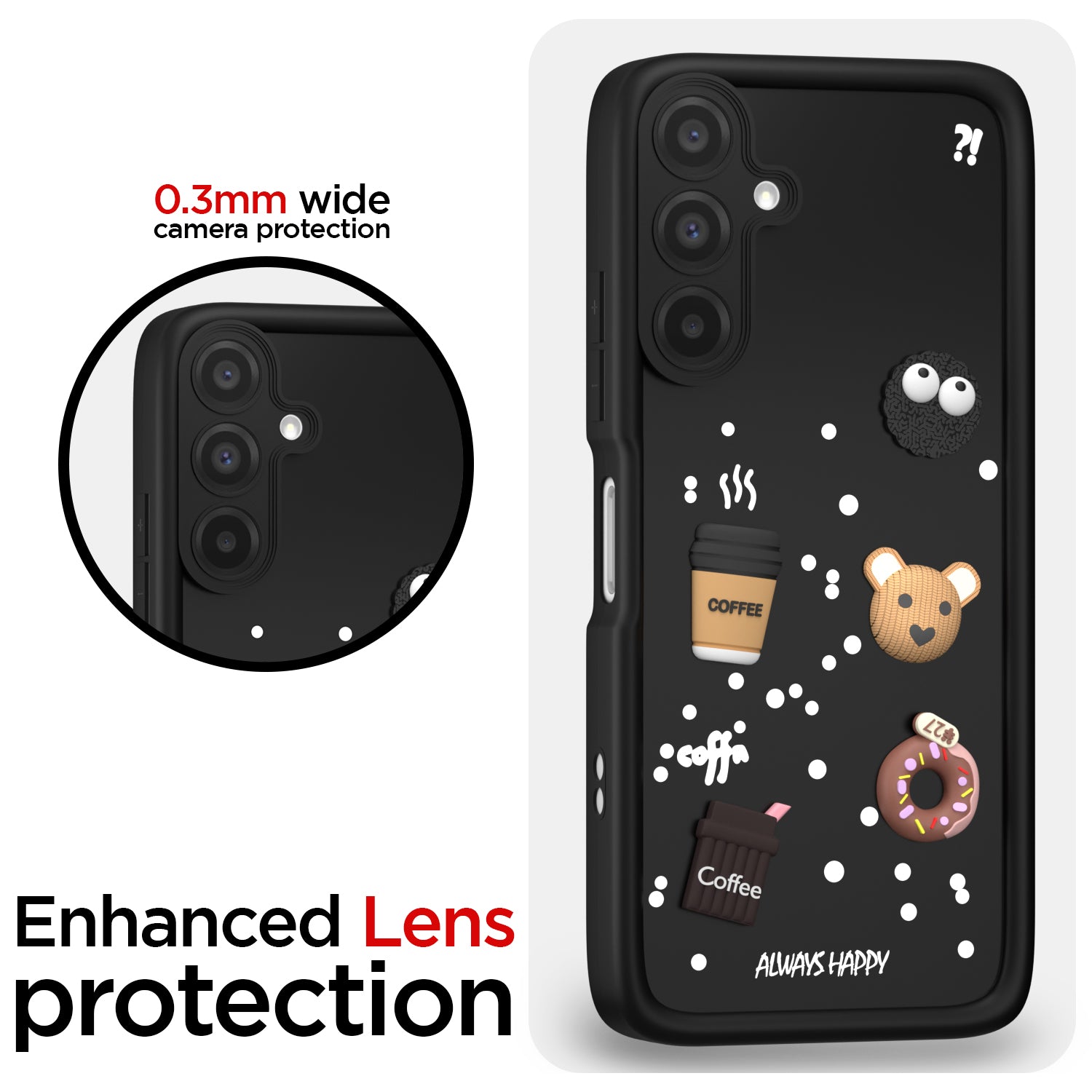 Pikkme Samsung Galaxy A26 5G Cute Fun Cartoon 3D Bear Coffee Back Cover (Black)