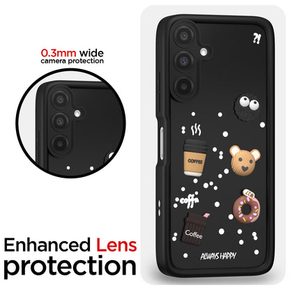 Pikkme Samsung Galaxy A26 5G Cute Fun Cartoon 3D Bear Coffee Back Cover (Black)