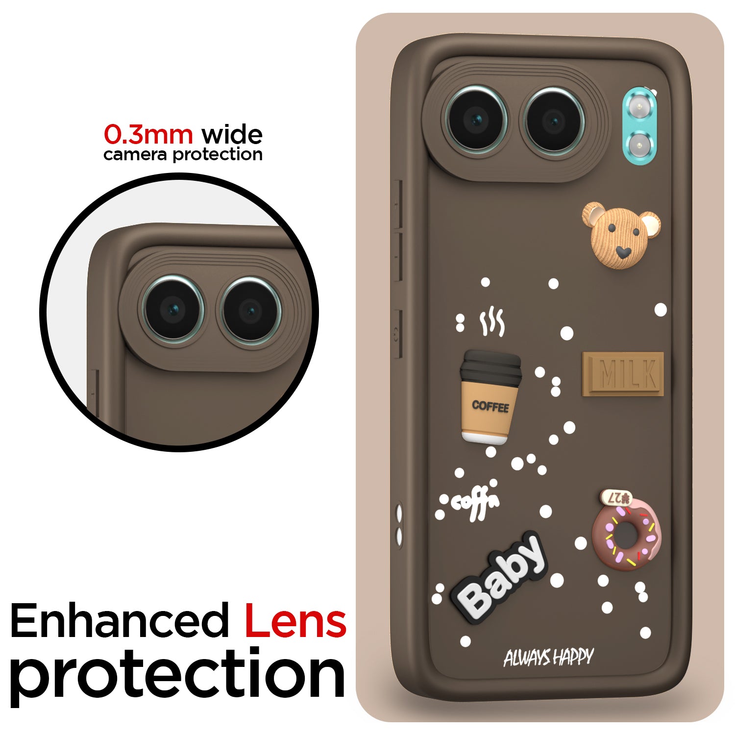 Pikkme OnePlus Nord 4 5G Cute Fun Cartoon 3D Bear Coffee Back Cover (Brown)