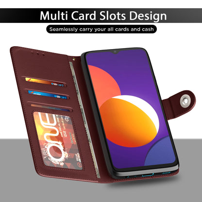 Pikkme Samsung Galaxy M32 4G / M32 Prime / F22 4G Button Flip Cover (Brown)