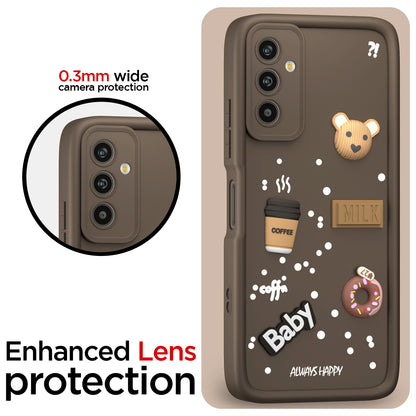 Pikkme Samsung Galaxy M13 4G Cute Fun Cartoon 3D Bear Coffee Back Cover (Brown)