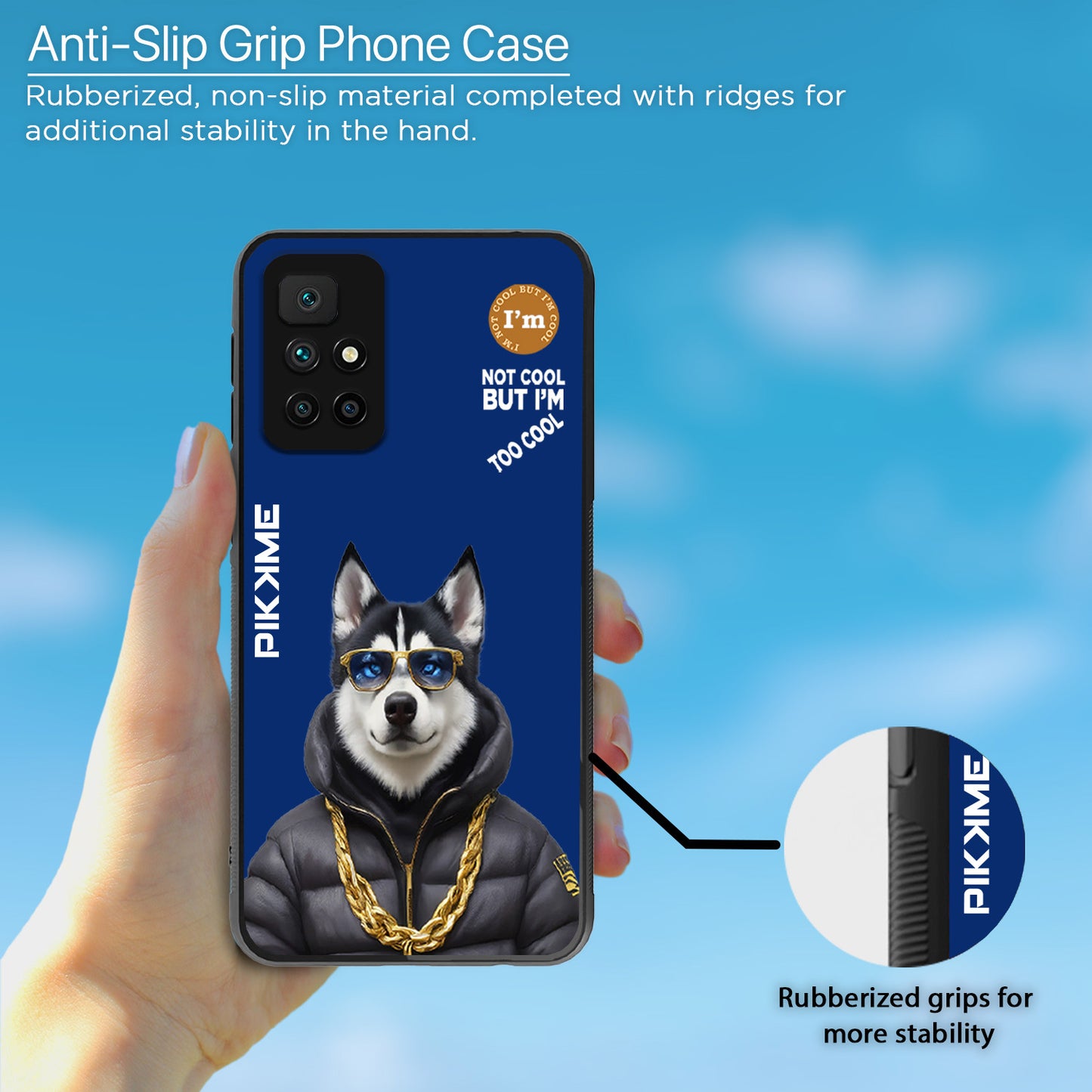 Pikkme Back Cover Pc Tpu + Printed Cool Funky Stylish Blue Dog Swag Raised Edges Camera Protection |Bumper Case For Redmi 10 Prime (Design 08)