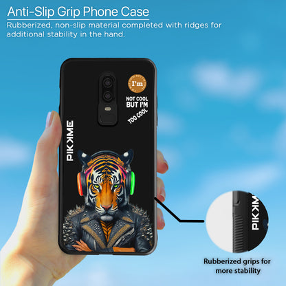 Pikkme Back Cover Pc Tpu + Printed Cool Funky Stylish Black Tiger Swag Raised Edges Camera Protection |Bumper Case For OnePlus 6 (Design 06)