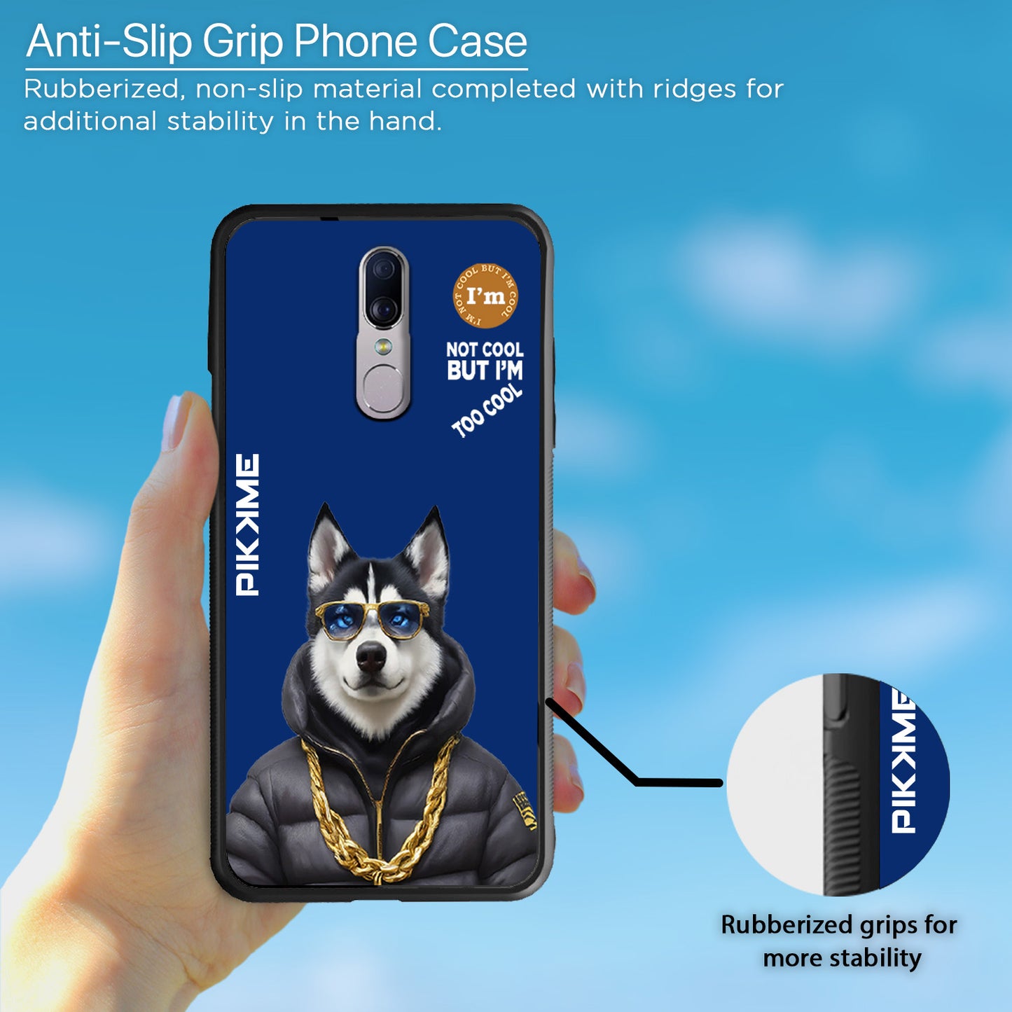 Pikkme Back Cover Pc Tpu + Printed Cool Funky Stylish Blue Dog Swag Raised Edges Camera Protection |Bumper Case For Oppo F11 (Design 08)