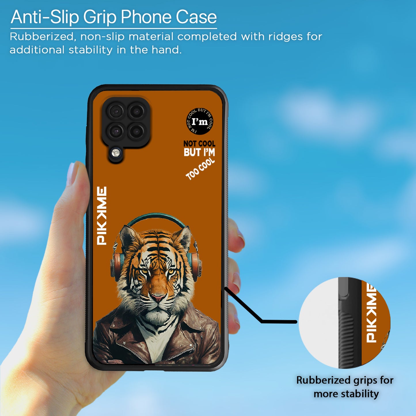 Pikkme Back Cover Pc Tpu + Printed Cool Funky Stylish Brown Tiger Swag Raised Edges Camera Protection |Bumper Case For Samsung Galaxy M32 4G (Design 09)