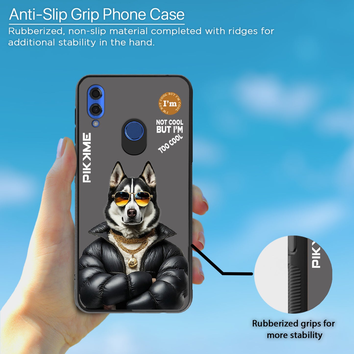 Pikkme Back Cover Pc Tpu + Printed Cool Funky Stylish Grey Dog Swag Raised Edges Camera Protection |Bumper Case For Honor 10 Lite (Design 02)