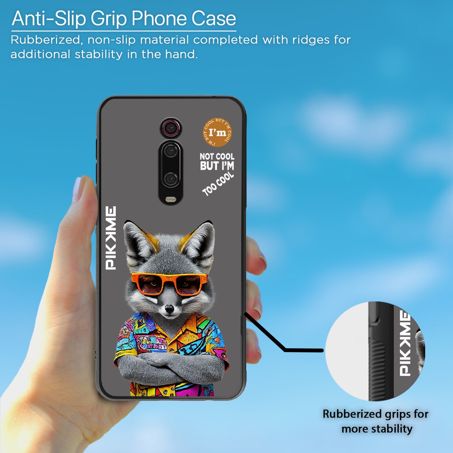 Pikkme Back Cover Pc Tpu + Printed Cool Funky Stylish Grey Wolf Swag Raised Edges Camera Protection |Bumper Case For Redmi K20 Pro (Design 01)