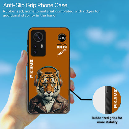 Pikkme Back Cover Pc Tpu + Printed Cool Funky Stylish Brown Tiger Swag Raised Edges Camera Protection |Bumper Case For Xiaomi 12 Pro (Design 09)