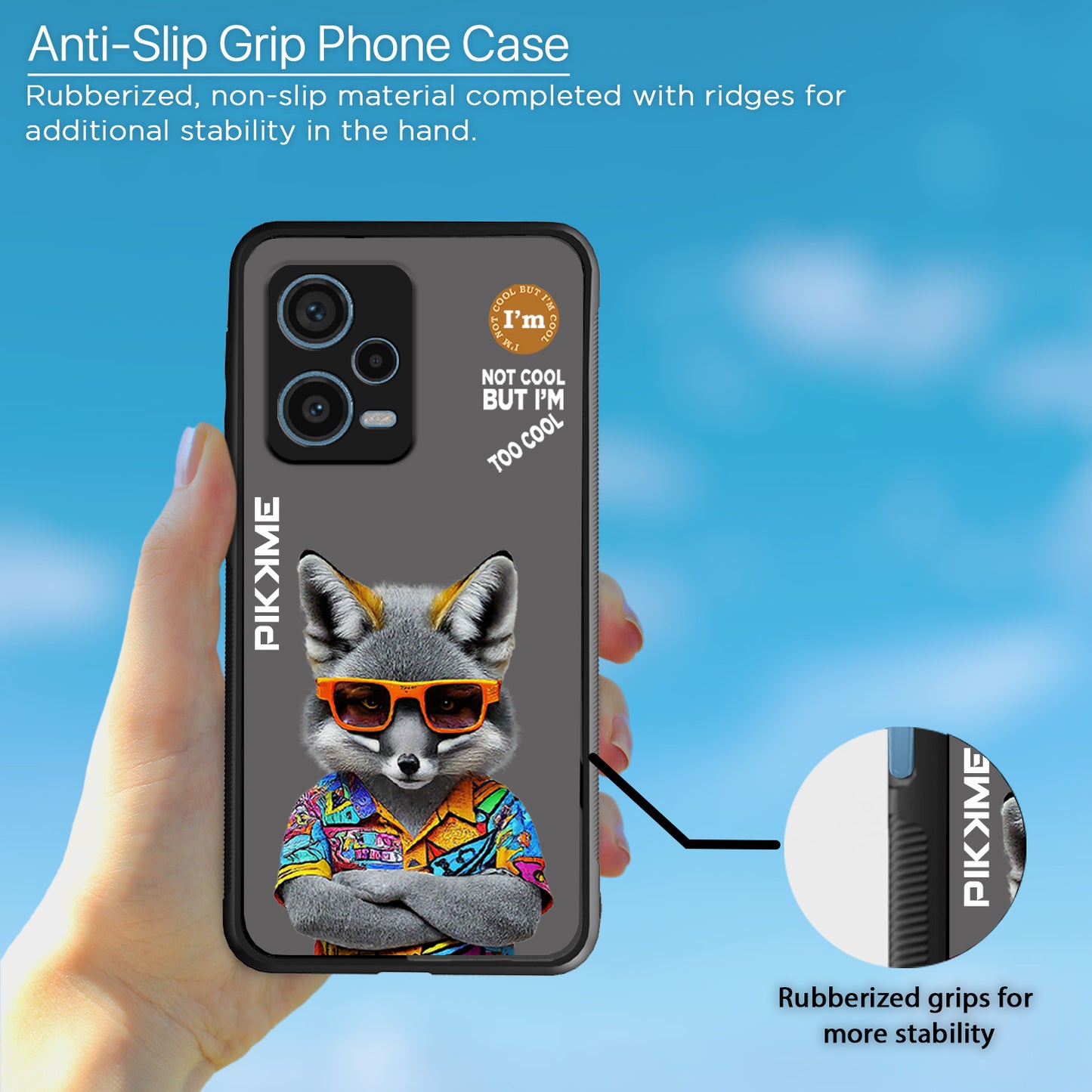 Pikkme Back Cover Pc Tpu + Printed Cool Funky Stylish Grey Wolf Swag Raised Edges Camera Protection |Bumper Case For Redmi Note 12 Pro Plus (Design 01)