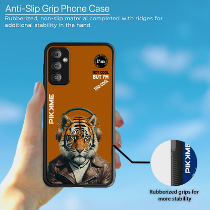 Pikkme Back Cover Pc Tpu + Printed Cool Funky Stylish Brown Tiger Swag Raised Edges Camera Protection |Bumper Case For Samsung Galaxy F23 5G (Design 09)