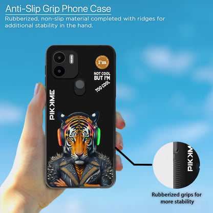 Pikkme Back Cover Pc Tpu + Printed Cool Funky Stylish Black Tiger Swag Raised Edges Camera Protection |Bumper Case For Redmi A1 Plus (Design 06)