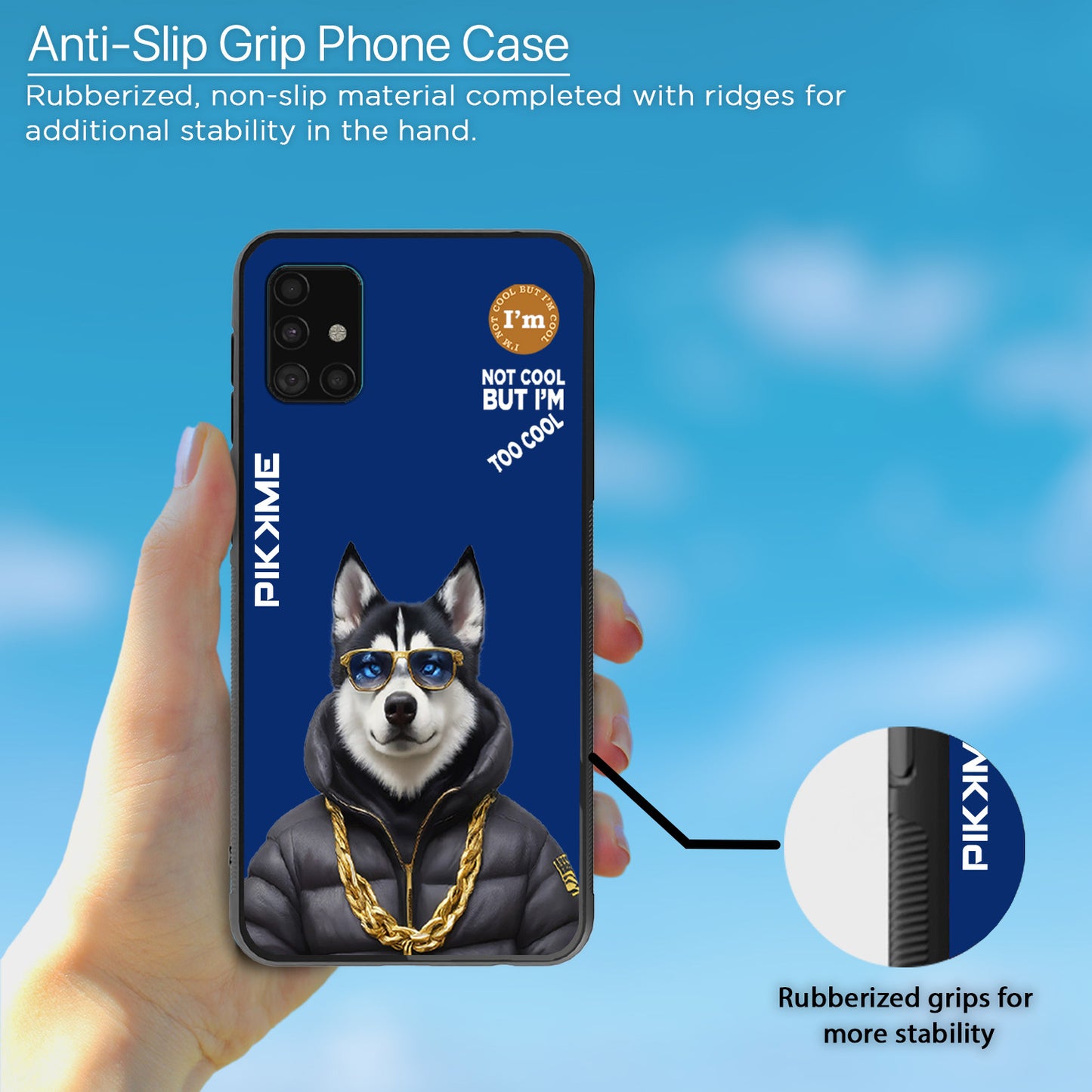 Pikkme Back Cover Pc Tpu + Printed Cool Funky Stylish Blue Dog Swag Raised Edges Camera Protection |Bumper Case For Samsung Galaxy A51 (Design 08)