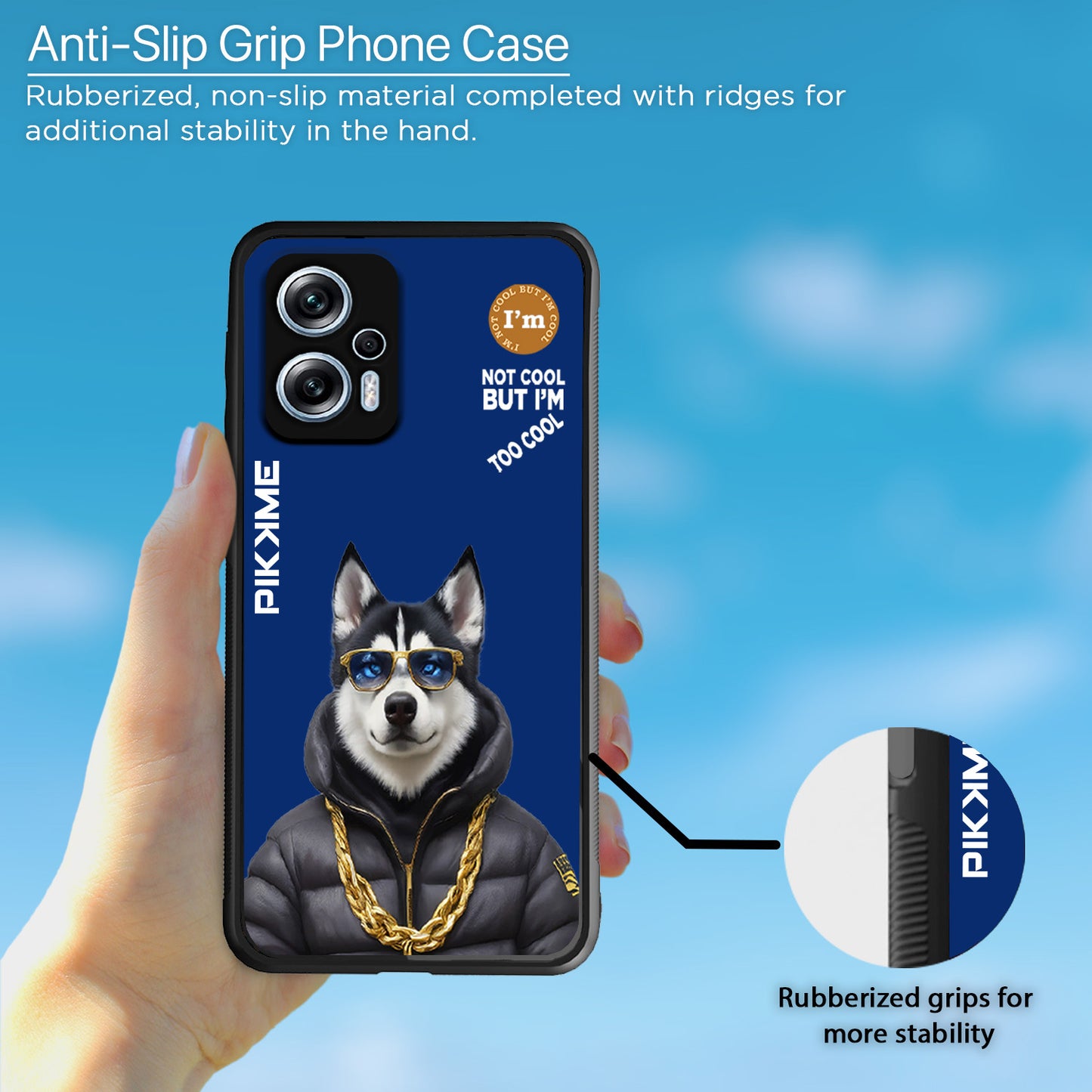 Pikkme Back Cover Pc Tpu + Printed Cool Funky Stylish Blue Dog Swag Raised Edges Camera Protection |Bumper Case For Redmi K50i (Design 08)