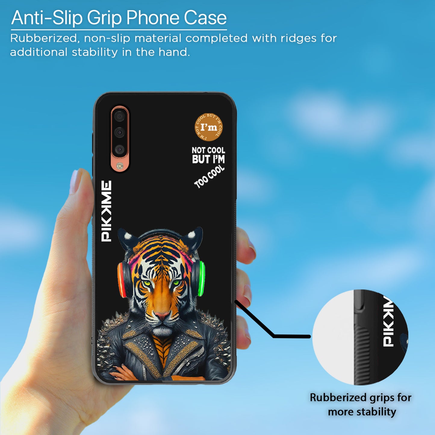 Pikkme Back Cover Pc Tpu + Printed Cool Funky Stylish Black Tiger Swag Raised Edges Camera Protection |Bumper Case For Samsung Galaxy A50 (Design 06)