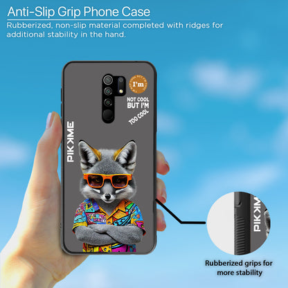 Pikkme Back Cover Pc Tpu + Printed Cool Funky Stylish Grey Wolf Swag Raised Edges Camera Protection |Bumper Case For Redmi 9 Prime (Design 01)