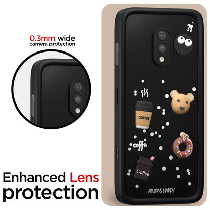 Pikkme One Plus 7 Cute Fun Cartoon 3D Bear Coffee Back Cover (Black)