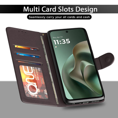 Pikkme Motorola Moto G67 Power 5G / G57 Power 5G Premium Leather Finish Vintage Flip Cover (Coffee)