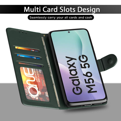 Pikkme Samsung Galaxy M56 5G Vintage Flip Cover (Green)
