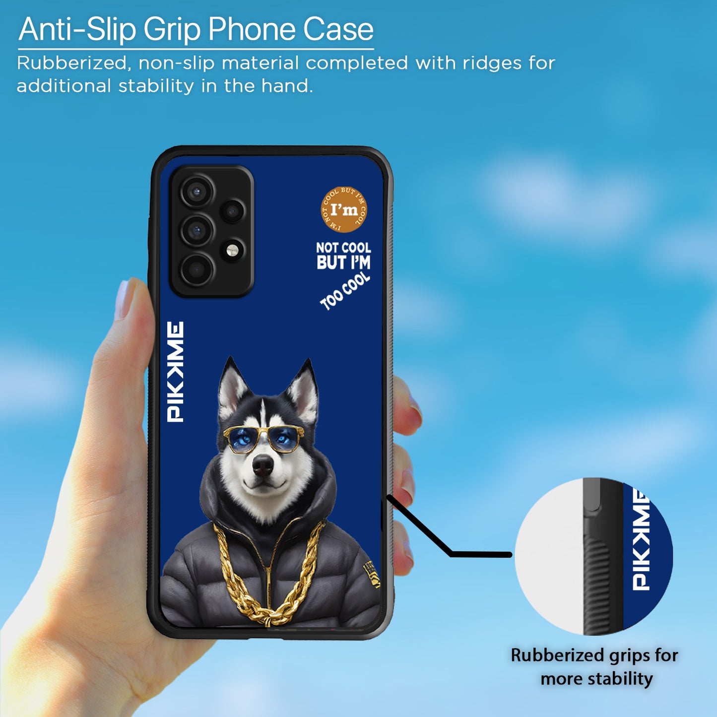 Pikkme Back Cover Pc Tpu + Printed Cool Funky Stylish Blue Dog Swag Raised Edges Camera Protection |Bumper Case For Samsung Galaxy A13 4G (Design 08)