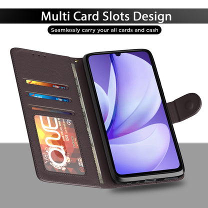 Pikkme Realme C71 5G Premium Leather Finish Vintage Flip Cover (Coffee)