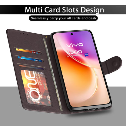 Pikkme Vivo X300 5G Premium Leather Finish Vintage Flip Cover (Coffee)