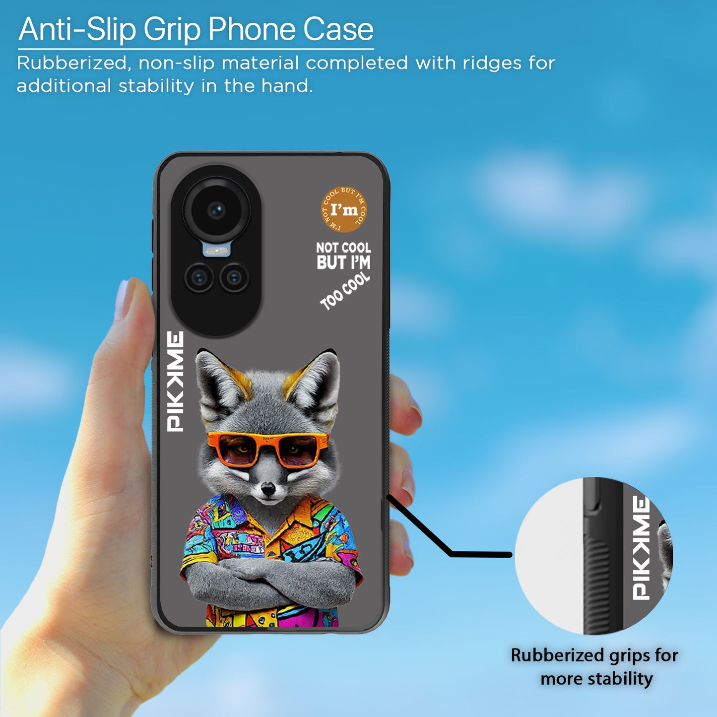 Pikkme Back Cover Pc Tpu + Printed Cool Funky Stylish Grey Wolf Swag Raised Edges Camera Protection |Bumper Case For Oppo Reno 10 5G (Design 01)