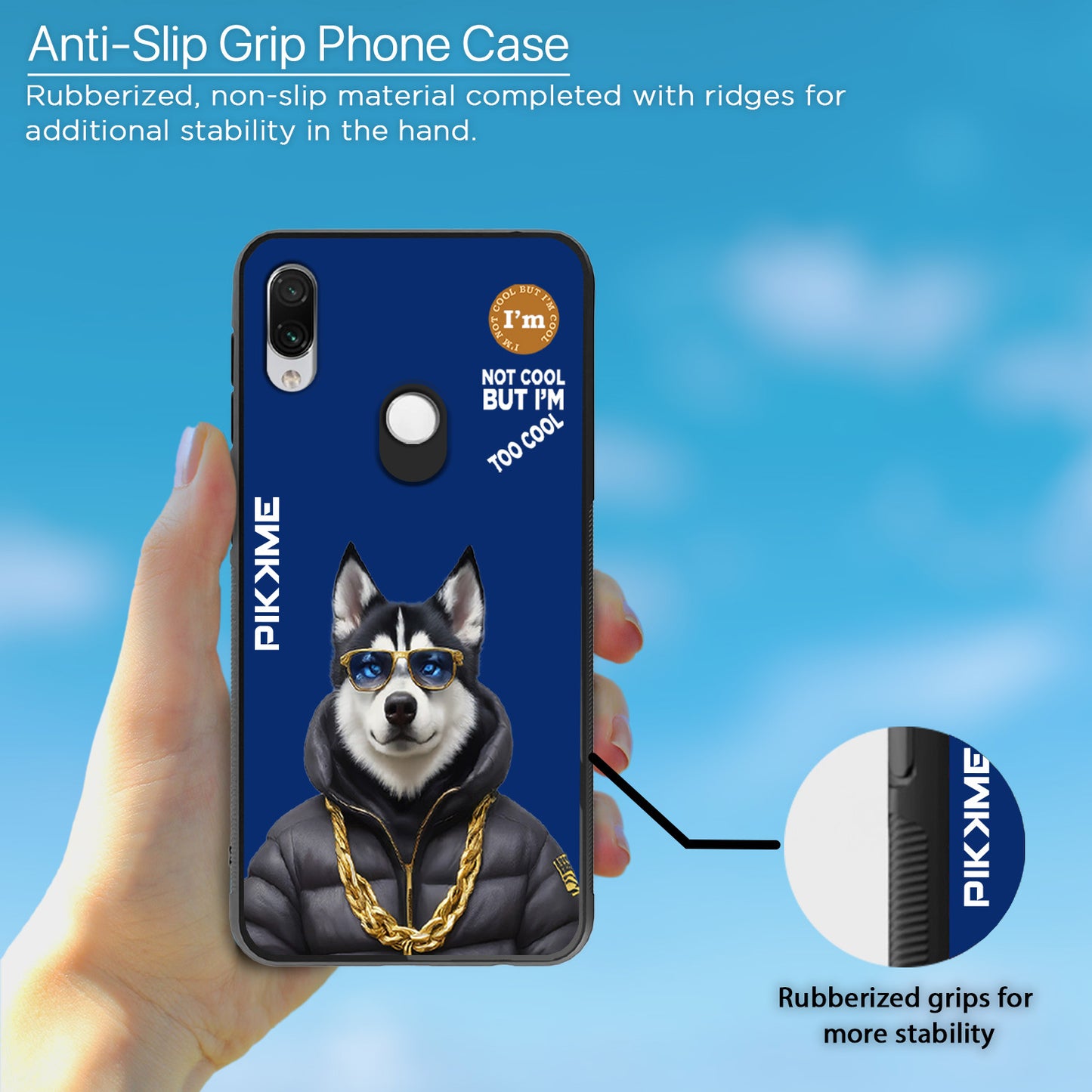 Pikkme Back Cover Pc Tpu + Printed Cool Funky Stylish Blue Dog Swag Raised Edges Camera Protection |Bumper Case For Redmi Note 7 Pro (Design 08)