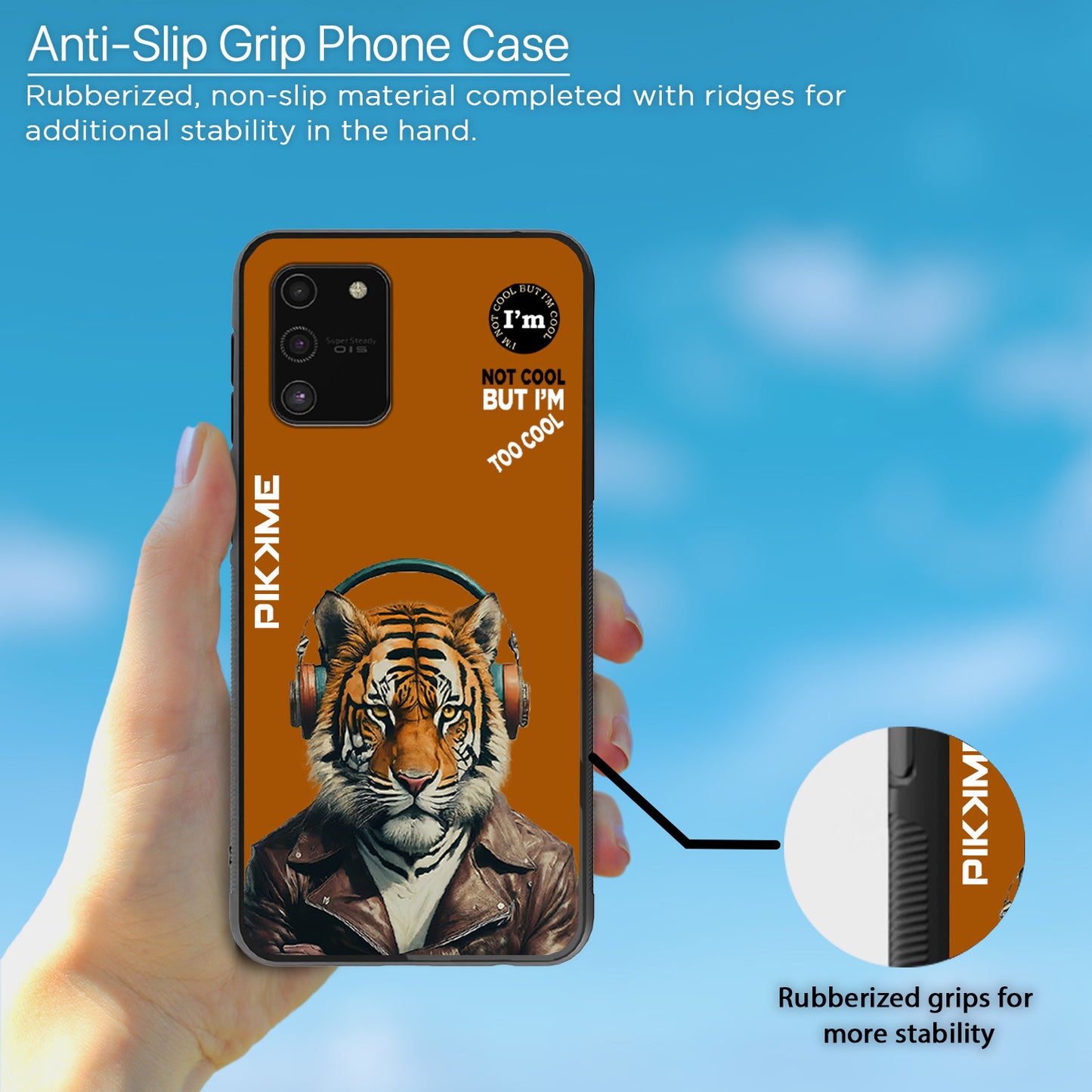 Pikkme Back Cover Pc Tpu + Printed Cool Funky Stylish Brown Tiger Swag Raised Edges Camera Protection |Bumper Case For Samsung Galaxy S10 Lite (Design 09)